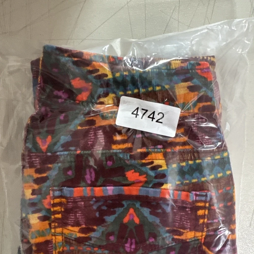 Free People Printed Pull On Corduroy Flare Pants 24 (26x29) Festival Boho Bell